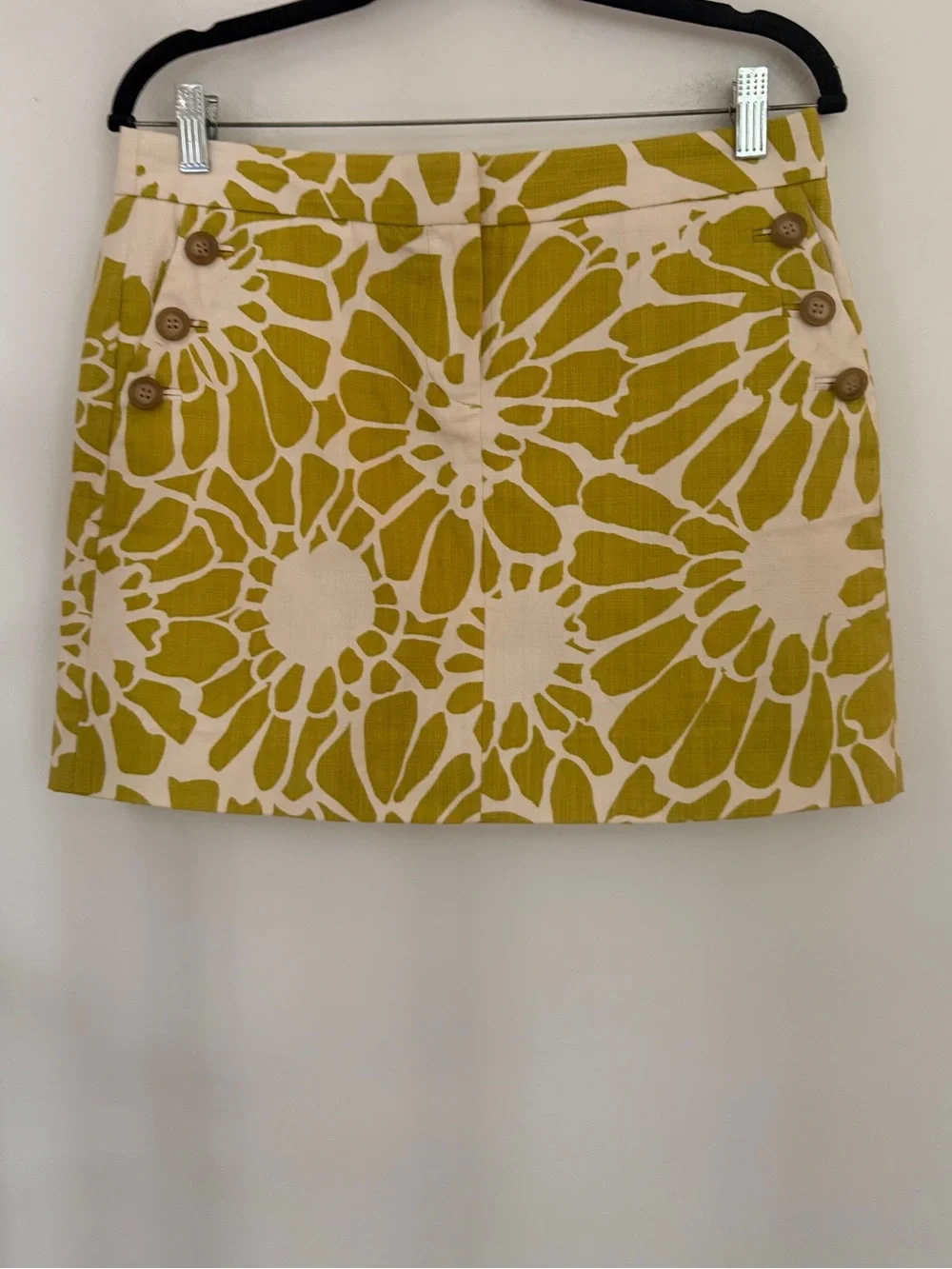 J.Crew Floral Cotton Mini Skirt Mustard Ivory Size 6
